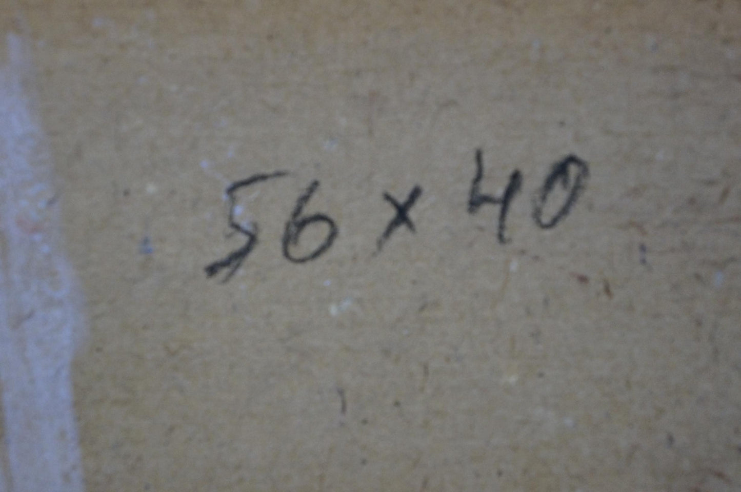 Back of Zaborovsky Leonid Alexandrovich oil painting with 56 x 40 inch markings