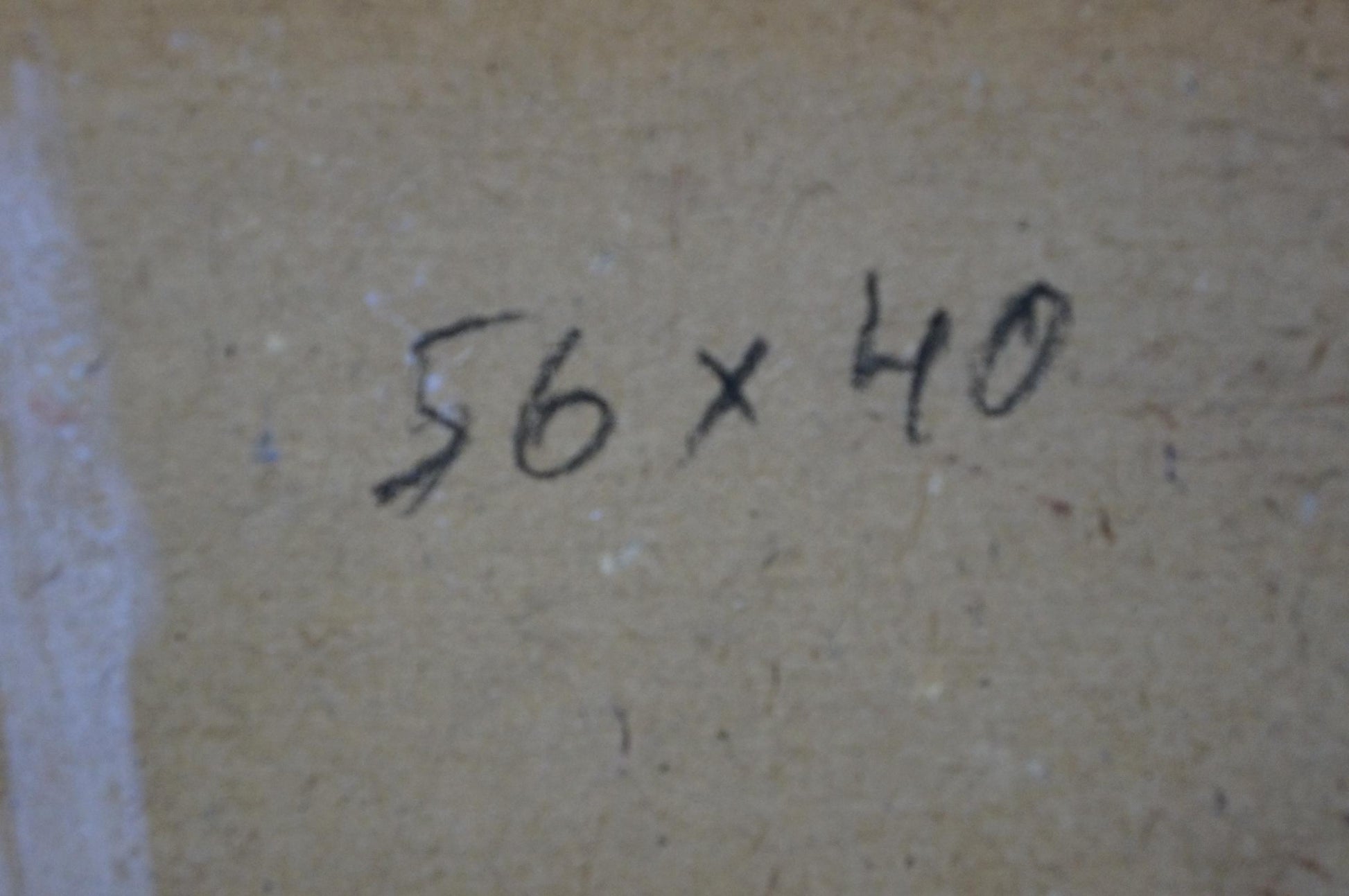 Back of Zaborovsky Leonid Alexandrovich oil painting with 56 x 40 inch markings