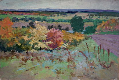Oil painting After the Rain by Korostelev Vladimir Alexandrovich: vibrant autumn foliage