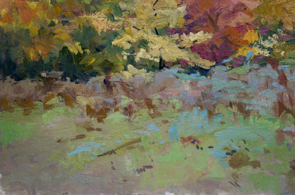 Oil painting After the Rain by Korostelev Vladimir Alexandrovich, vibrant autumn foliage