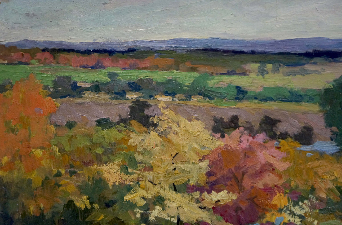 Oil painting After the Rain by Korostelev Vladimir Alexandrovich, vibrant autumn foliage