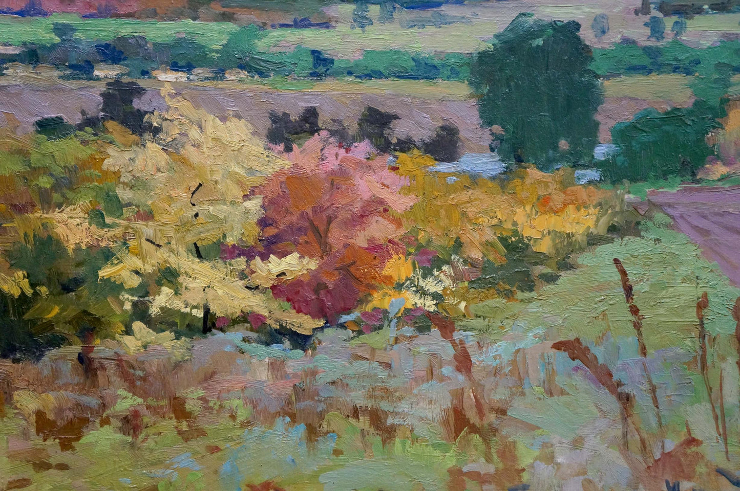 Oil painting After the Rain by Korostelev Vladimir Alexandrovich, vibrant autumn impressionist landscape