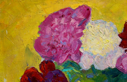 Vibrant pink and white peonies in vase by Vandalovsky Sergey Viktorovich oil painting