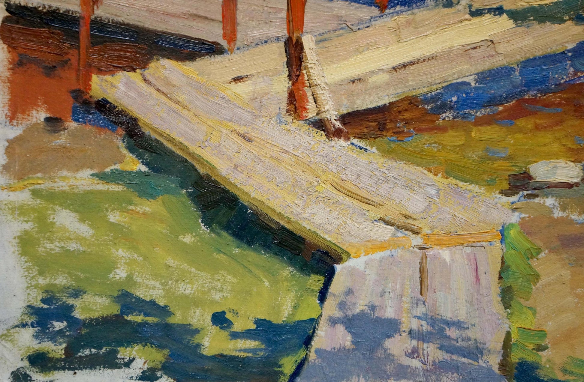 Oil painting by Korostelev Vladimir Alexandrovich: textured weathered dock