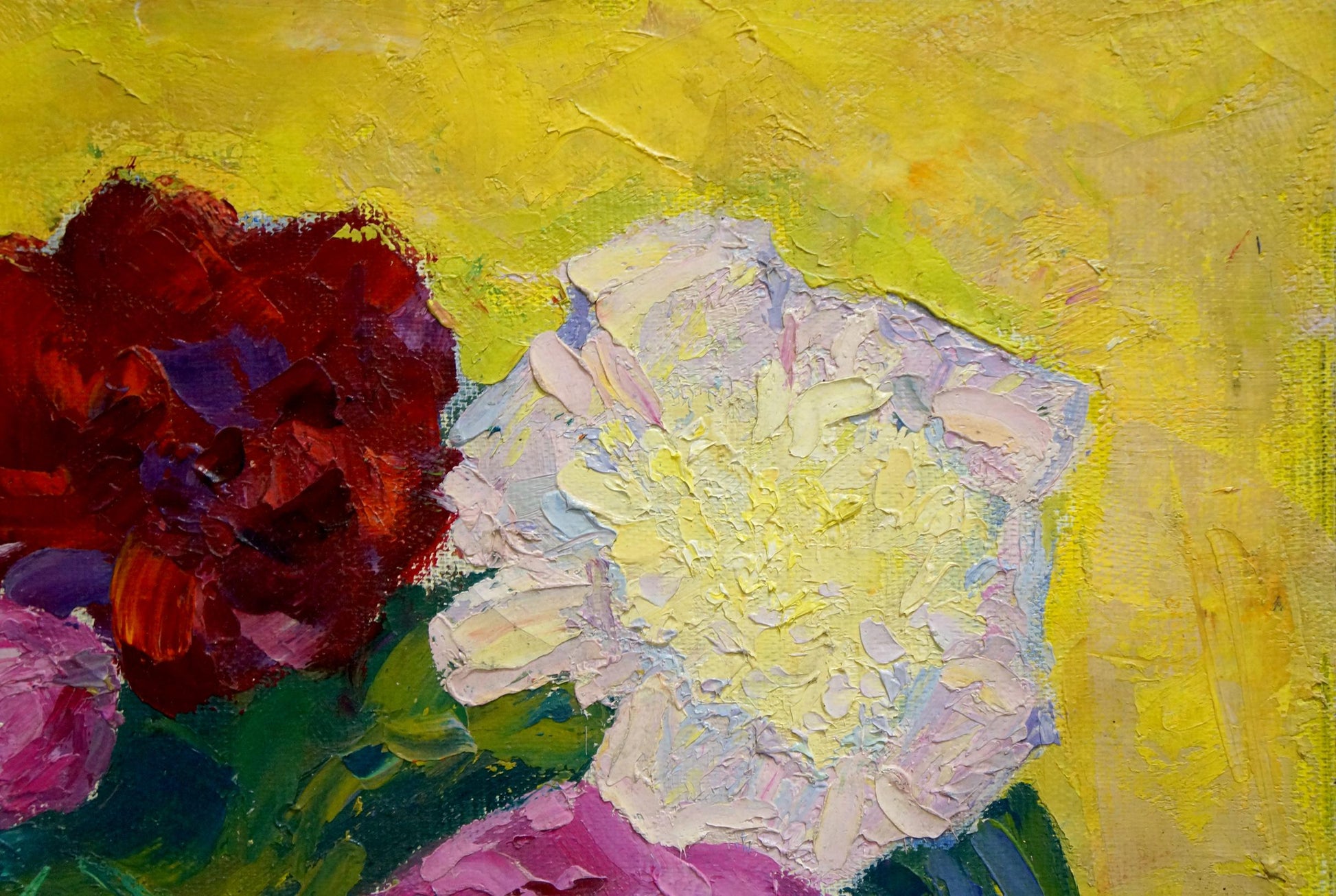 Vibrant impressionist oil painting of flowers in vase by Vandalovsky Sergey Viktorovich