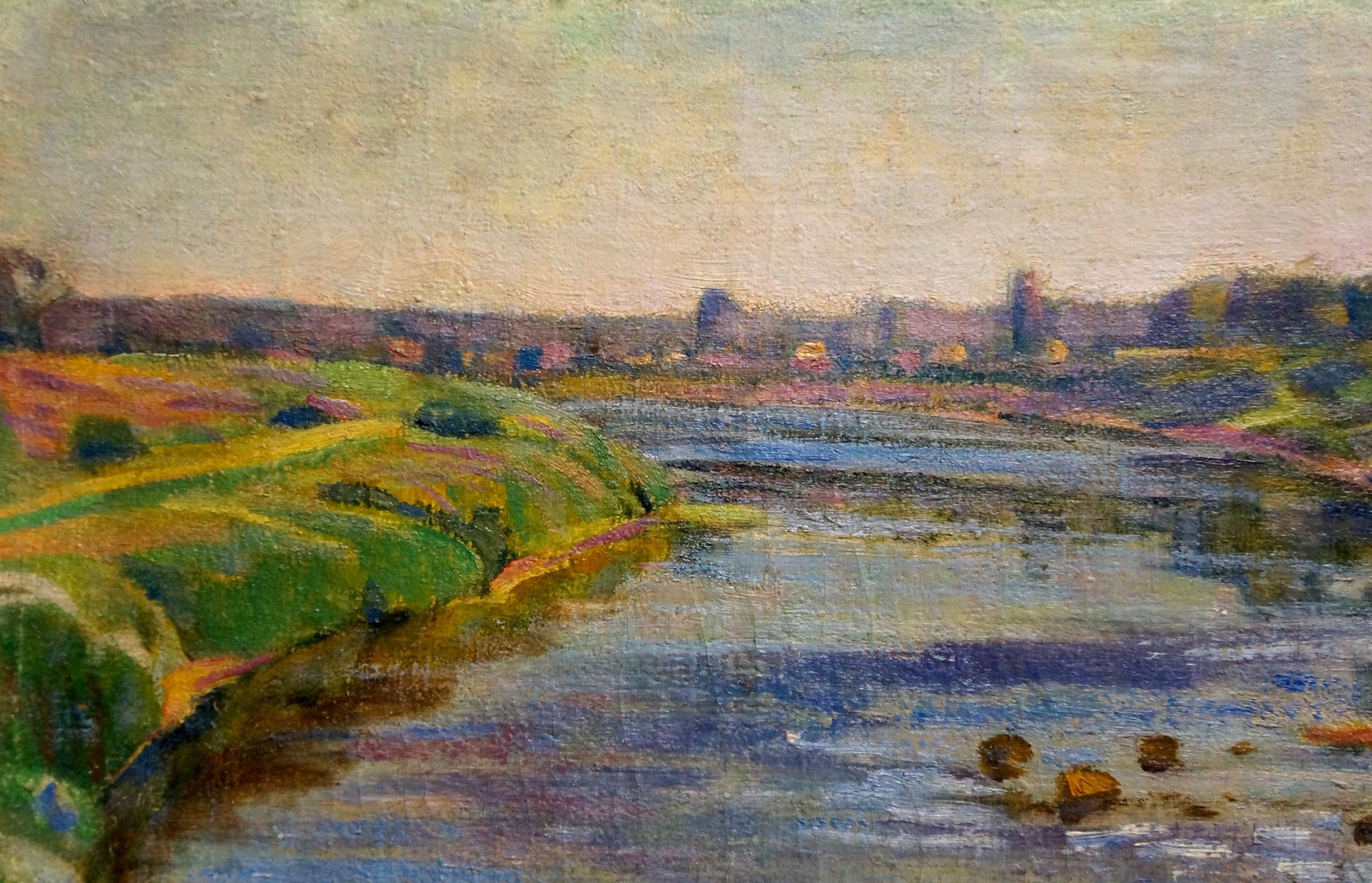 Impressionistic oil painting of River landscape by Nevkrytyy D. N