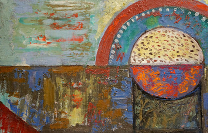 Abstract oil painting Landscape W. Bauer with bold textured brushstrokes