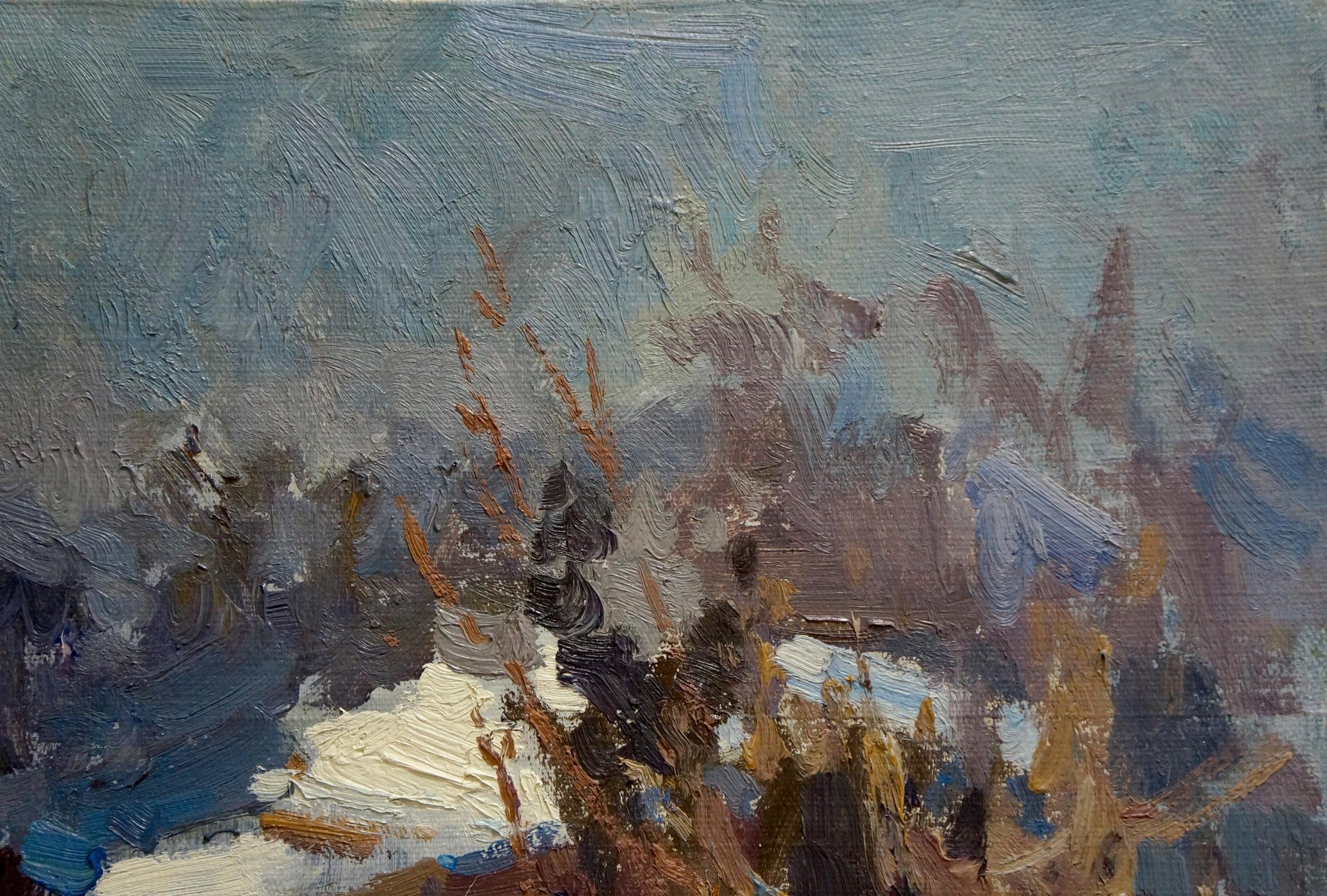 Oil painting of snowy winter landscape by Shumov Pavel