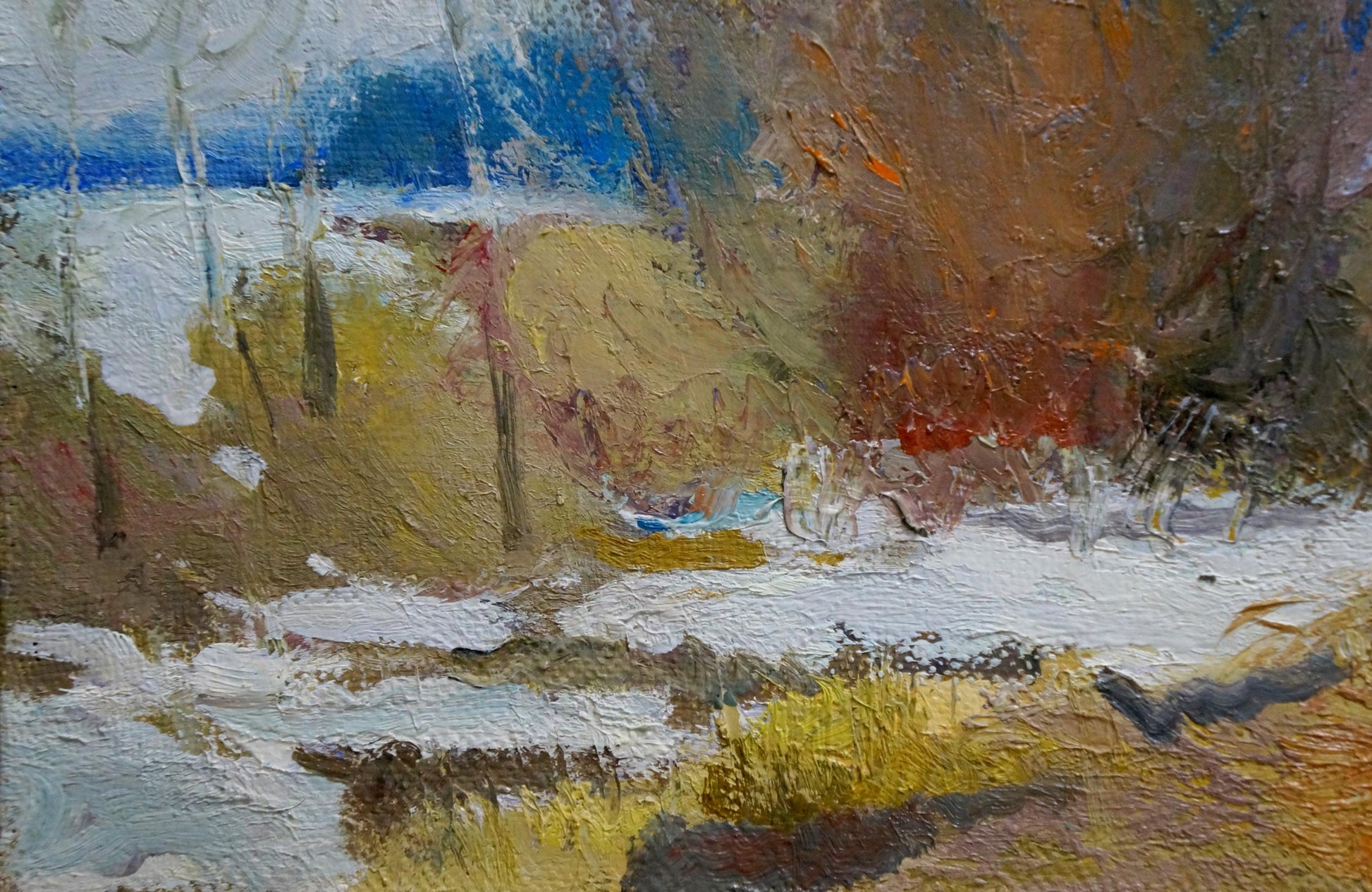 Oil painting The first snow fell in the forest by Alexander Mynka