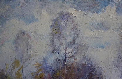 Oil painting The first snow fell in the forest by Alexander Mynka