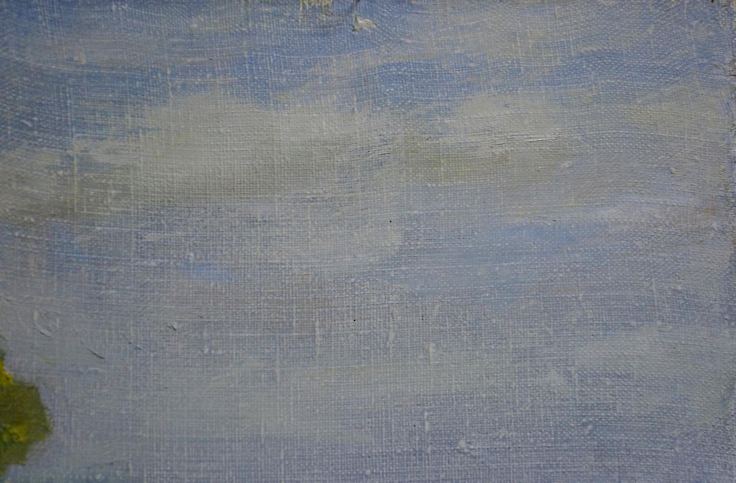 Oil painting Walk along the river by Alexander Mynka with blue sky and clouds