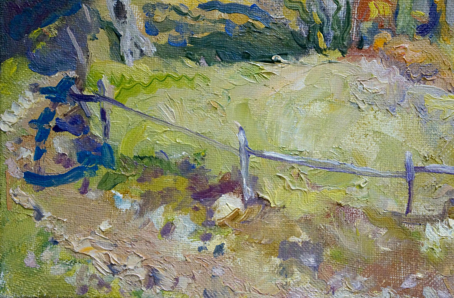 Oil painting of house in Mynka mountain range by Alexander Fedorovich