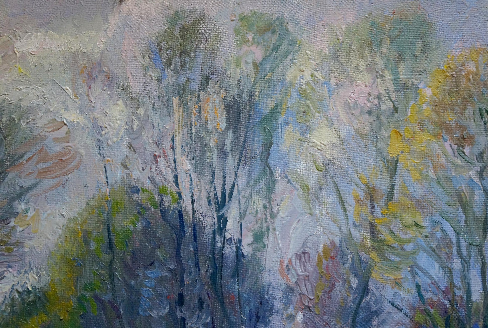 Impressionistic oil painting of November day trees by Alexander Mynka