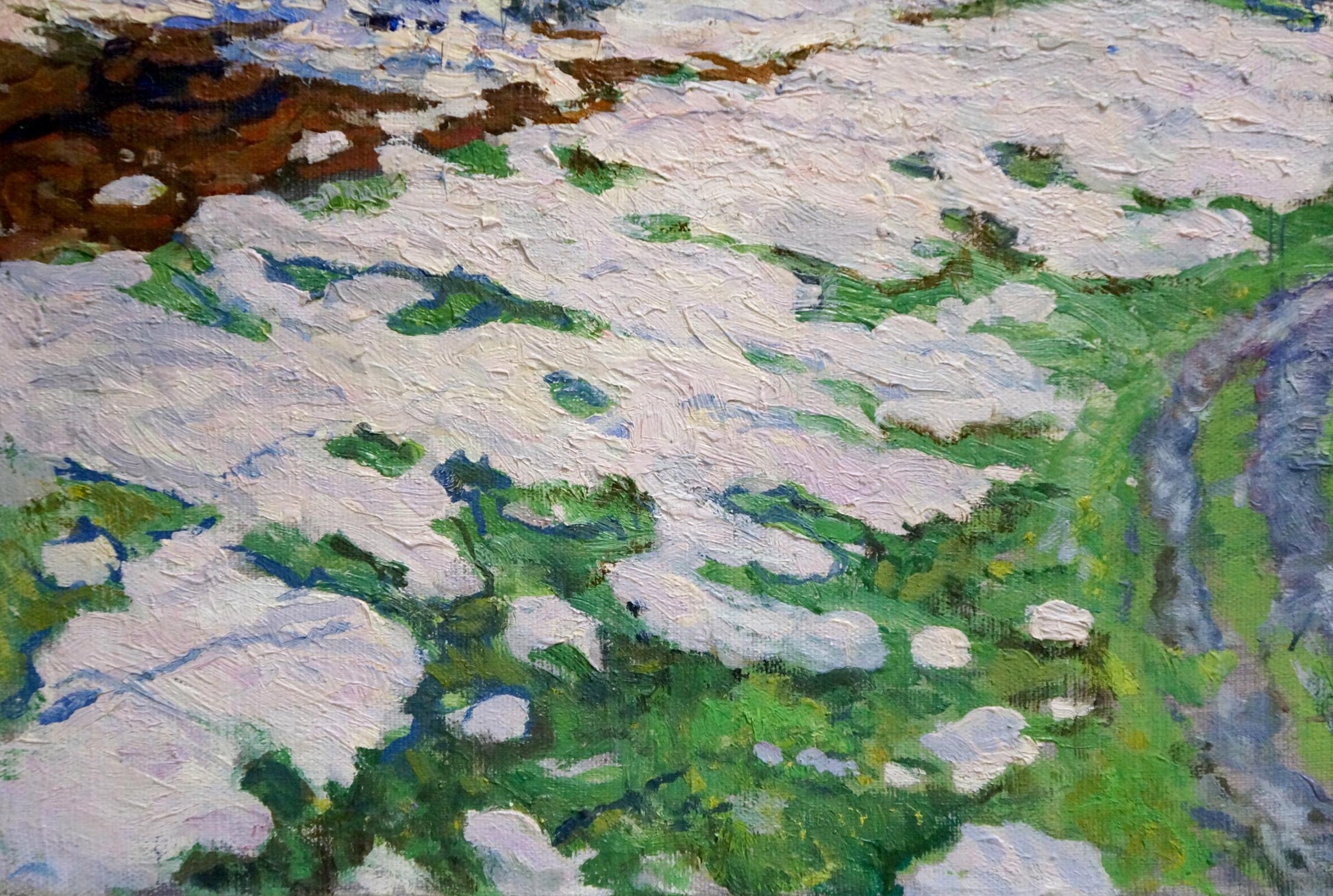 Oil painting End of Winter by Zvyagintsev Rostislav Mikhailovich, snowy textured landscape