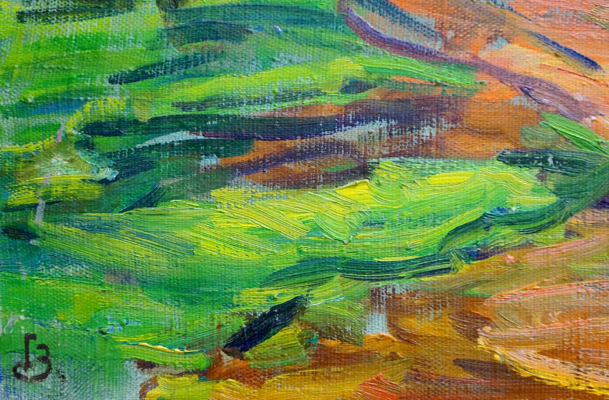 Vibrant oil painting landscape of village by Zakharyan Gurgen Arutyunovich