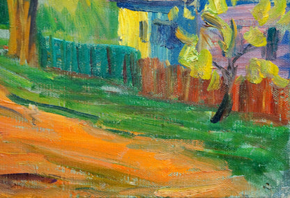 Vibrant impressionist oil painting by Zakharyan Gurgen Arutyunovich with yellow tree