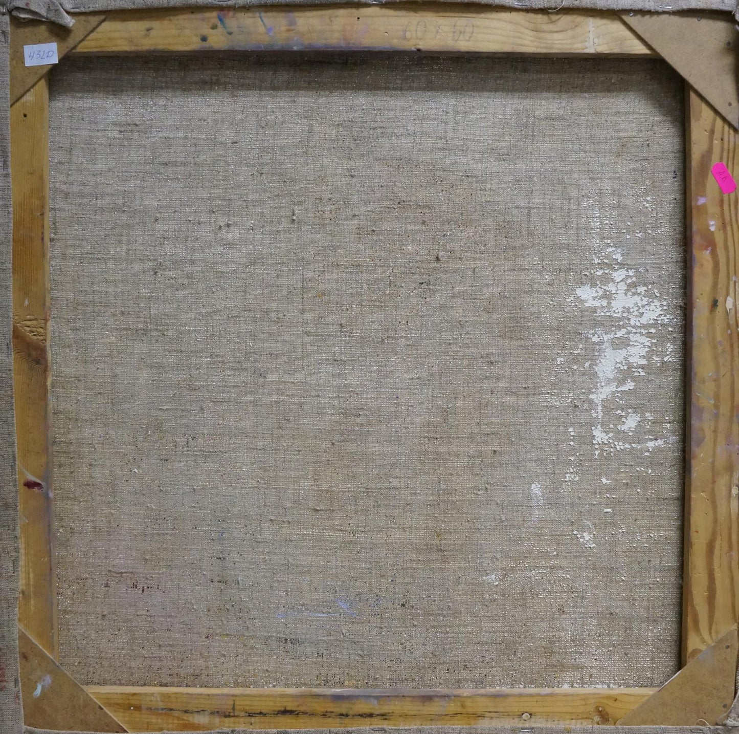 Back of Leonid Zaborovsky multicolored roses oil painting in wooden frame