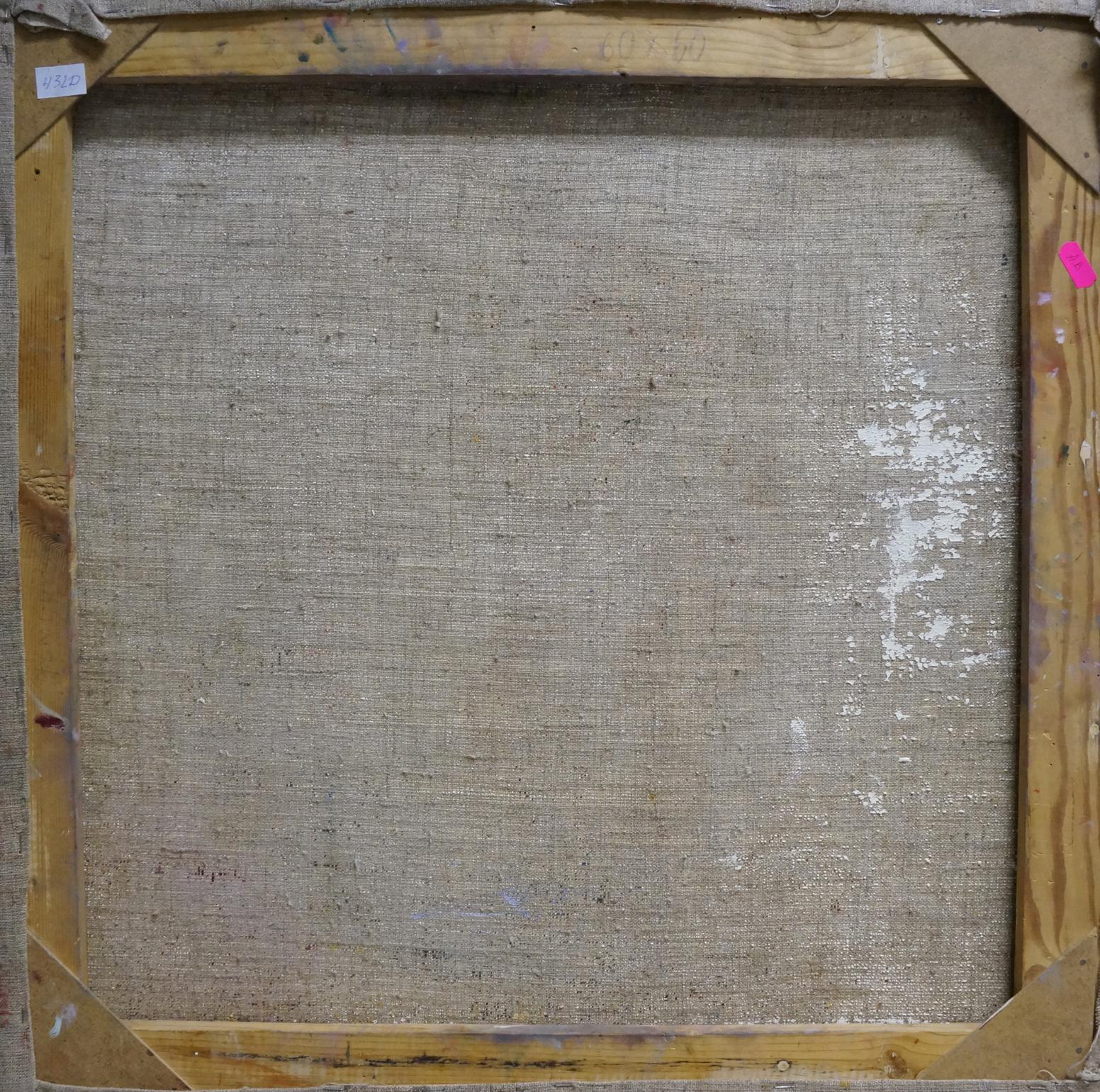 Back of Leonid Zaborovsky multicolored roses oil painting in wooden frame