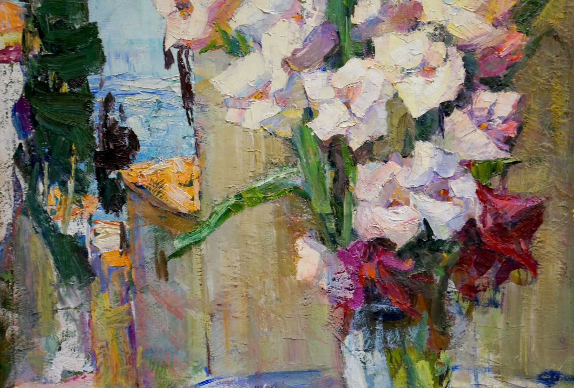 Vibrant impressionist oil painting of bouquet by Angela Valerievna Moiseenko