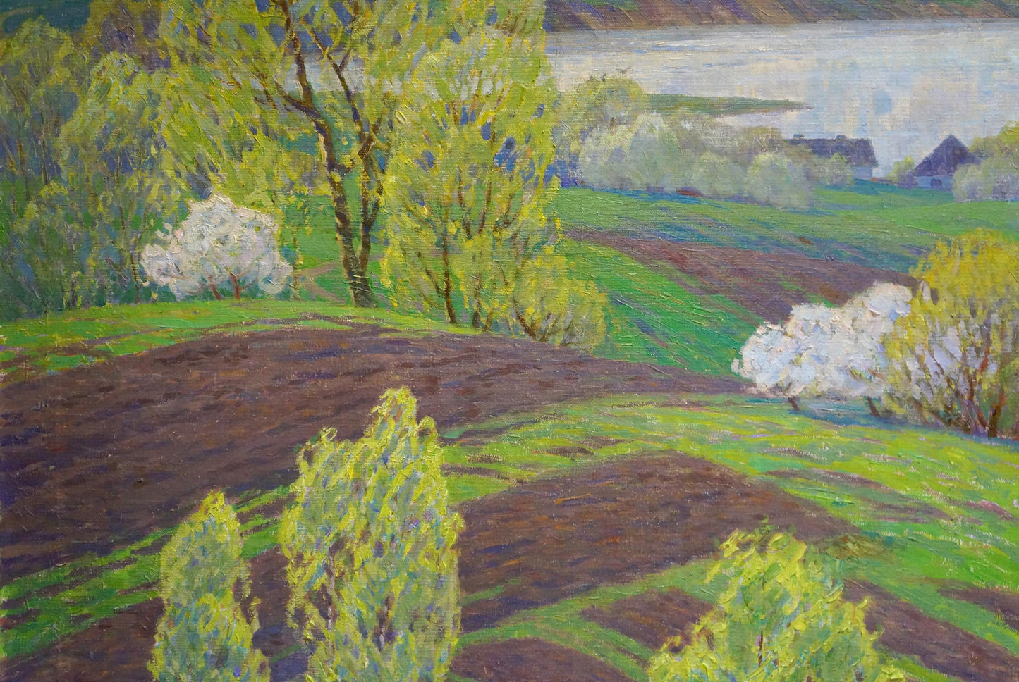 Oil painting Spring by Zlyden Yuri Fedorovich: vibrant impressionist hills