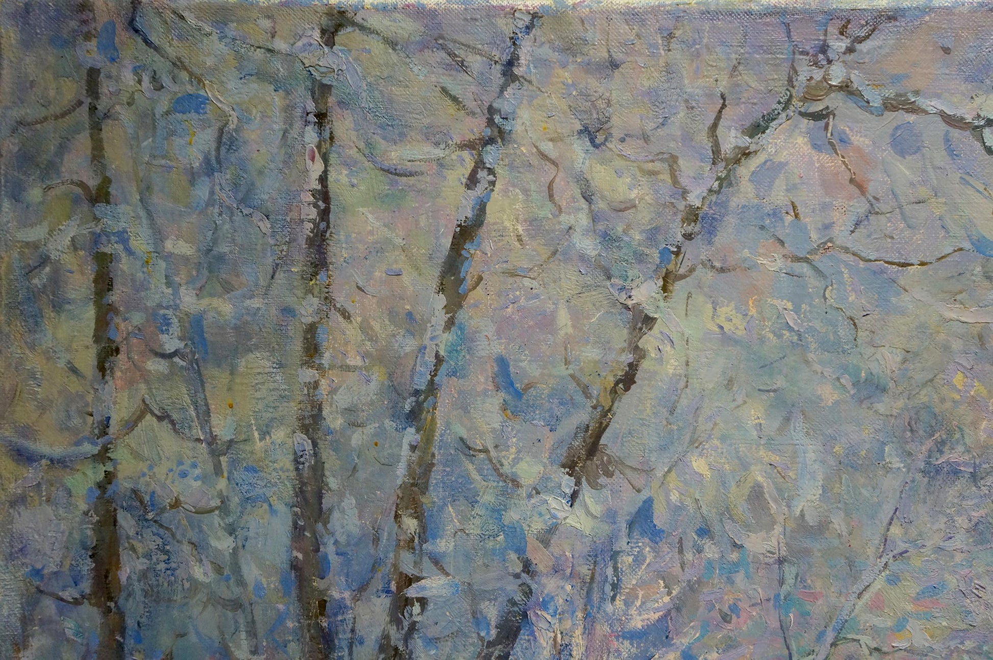 Oil painting Winter landscape by Sabadysh Petr Evlampievich: snowy trees