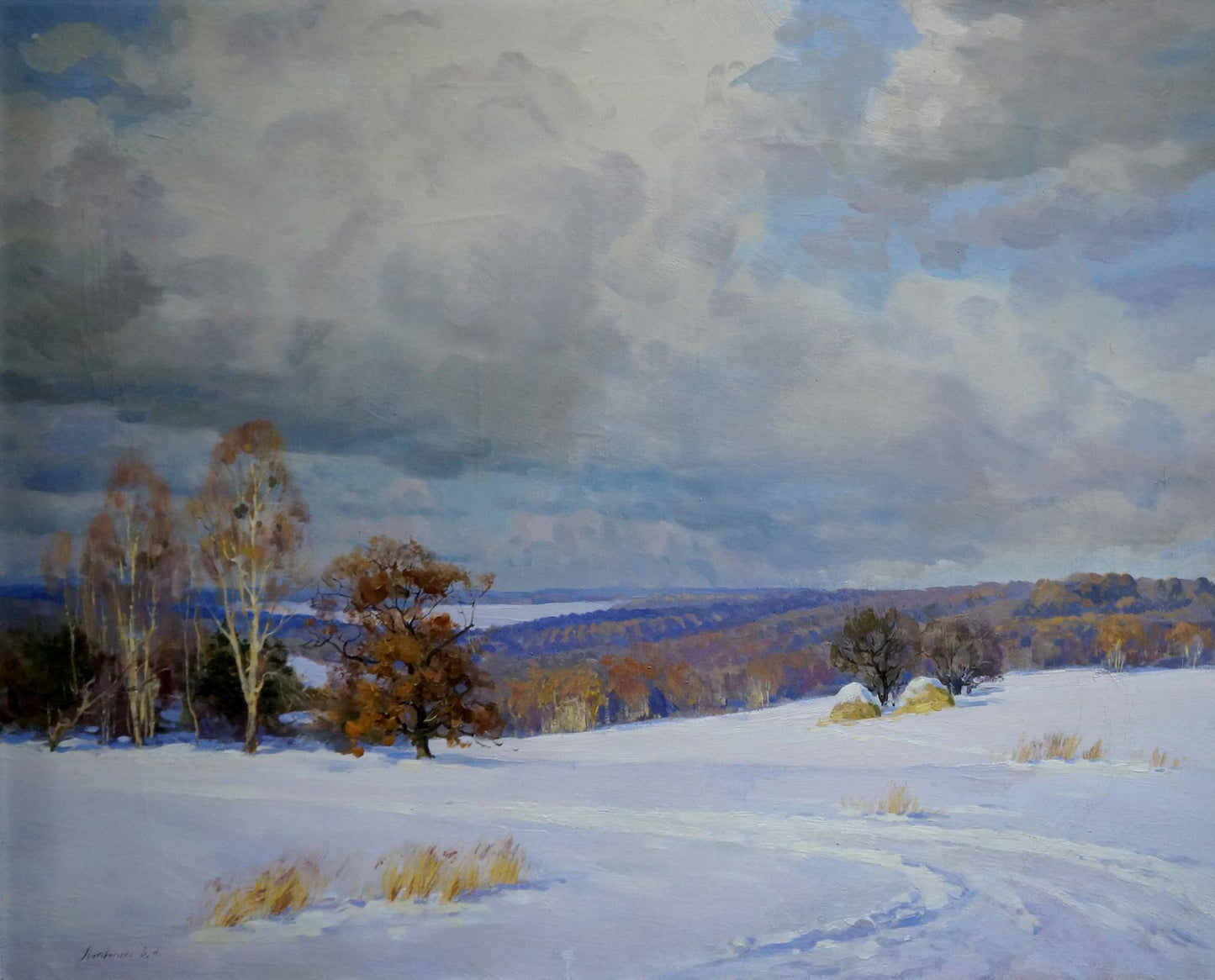 Serene winter landscape oil painting by Litovchenko Boris Alexandrovich