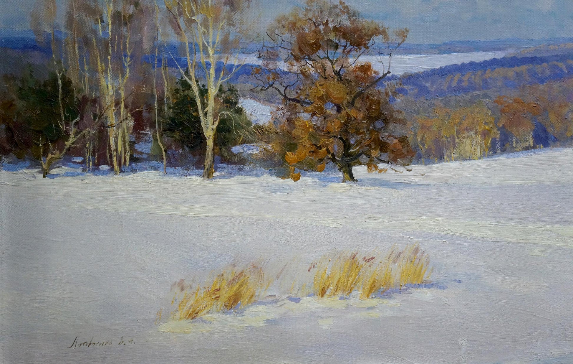 Oil painting by Litovchenko Boris Alexandrovich: serene winter landscape