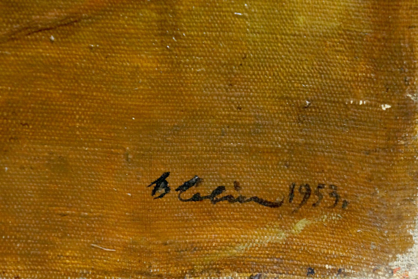 Back of Oil painting Portrait of Lenin Savin Victor Markiyanovich with black cursive b signature