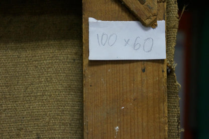 Back of Oil painting Portrait of Lenin Savin Victor Markiyanovich, handwritten wood label 100 x 60