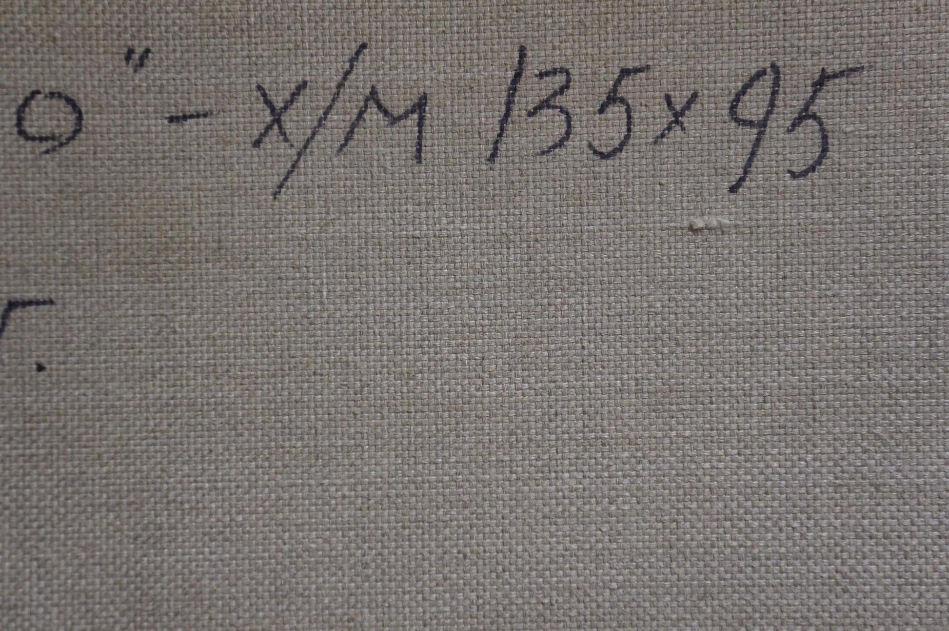 Handwritten measurements on back of Zhurakovsky Victor Petrovich oil painting