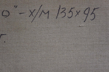 Handwritten measurements on back of Zhurakovsky Victor Petrovich oil painting