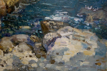 Oil painting of rocky seashore by Merinov Alexey Iosifovich