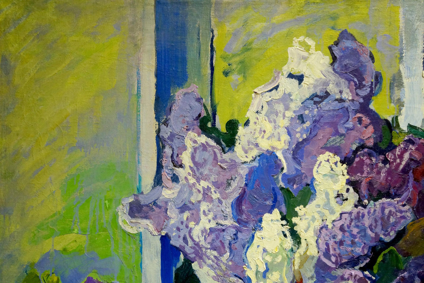Vibrant impressionistic oil painting of lilac blossoms by Tolpekin Yuri