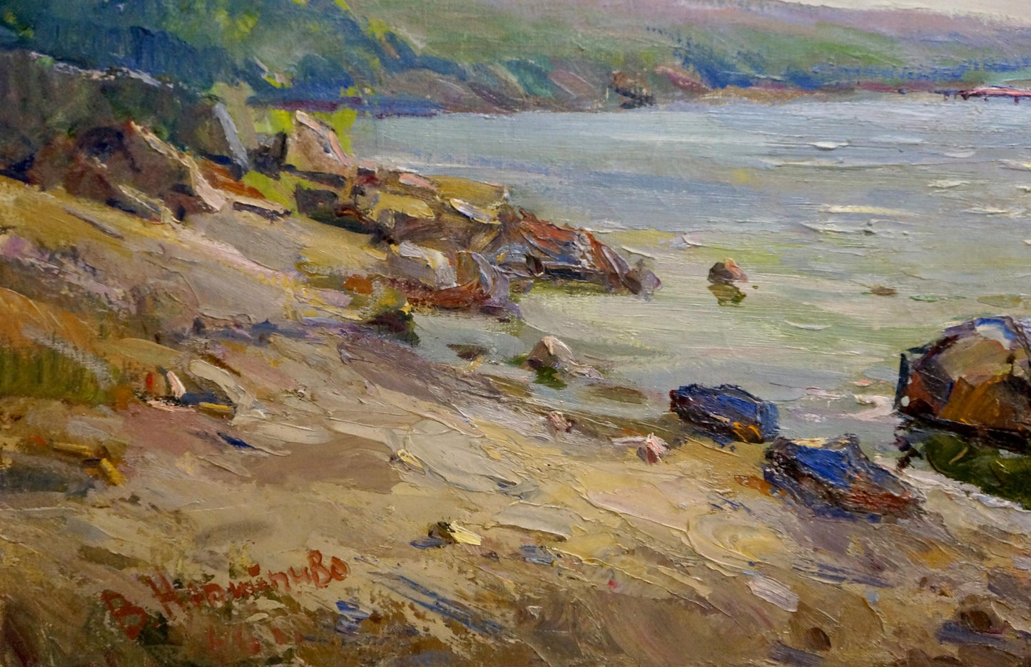 Textured impressionist oil painting of rocky seashore by Nepiypivo Vasily Ignatievich