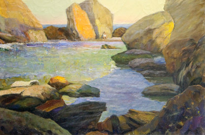 Vibrant impressionist oil painting Near the shore by Zharenko Lavrentiy Semenovich