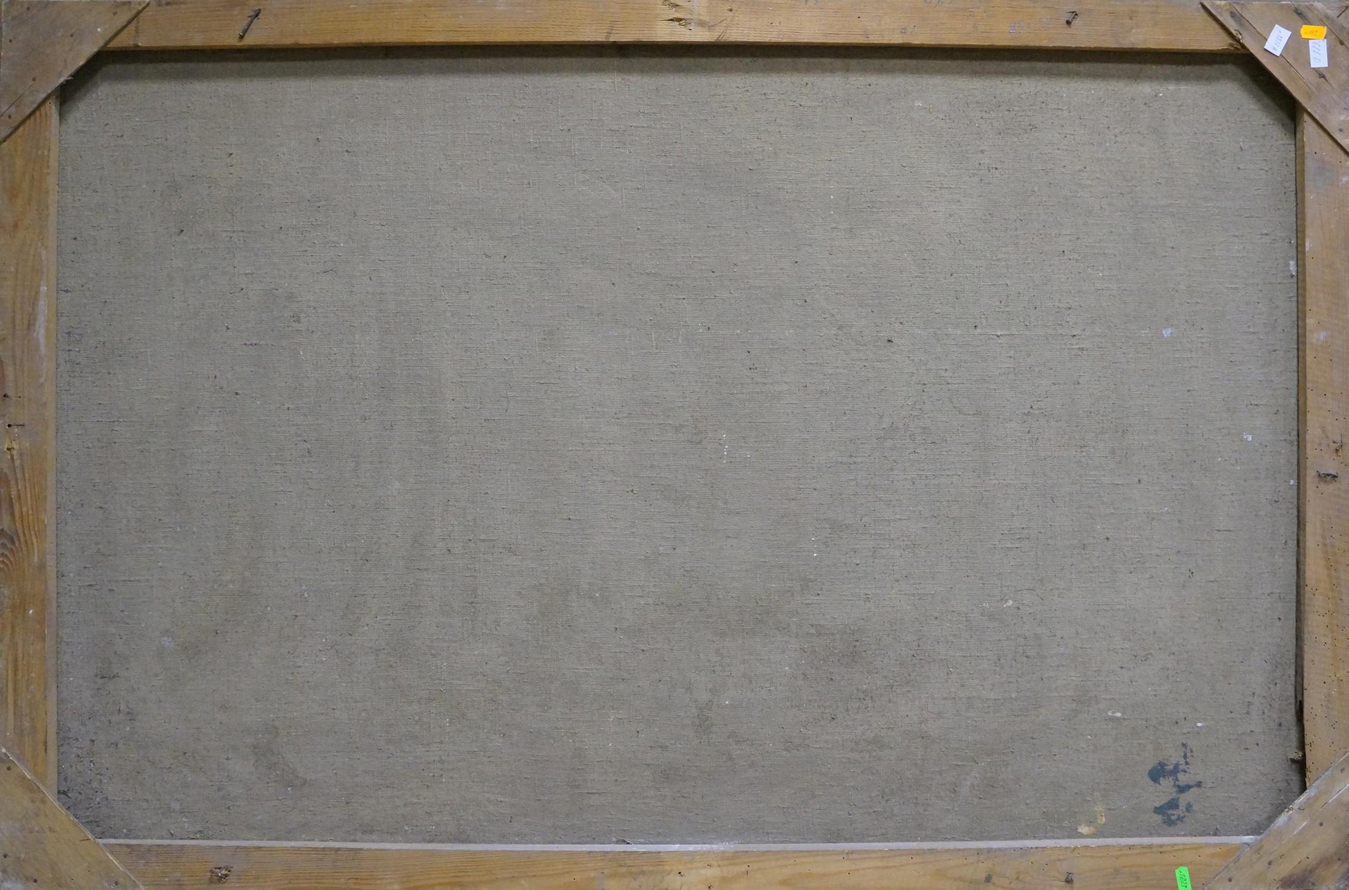 Back of Sevets Victor Stepanovich oil landscape painting in wooden frame