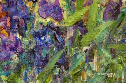 Vibrant impressionist oil painting Flowering yard by Smirnov Evgeny Vladimirovich