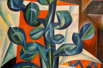 Abstract oil painting of stylized cactus by Kakichev Yuri Petrovich
