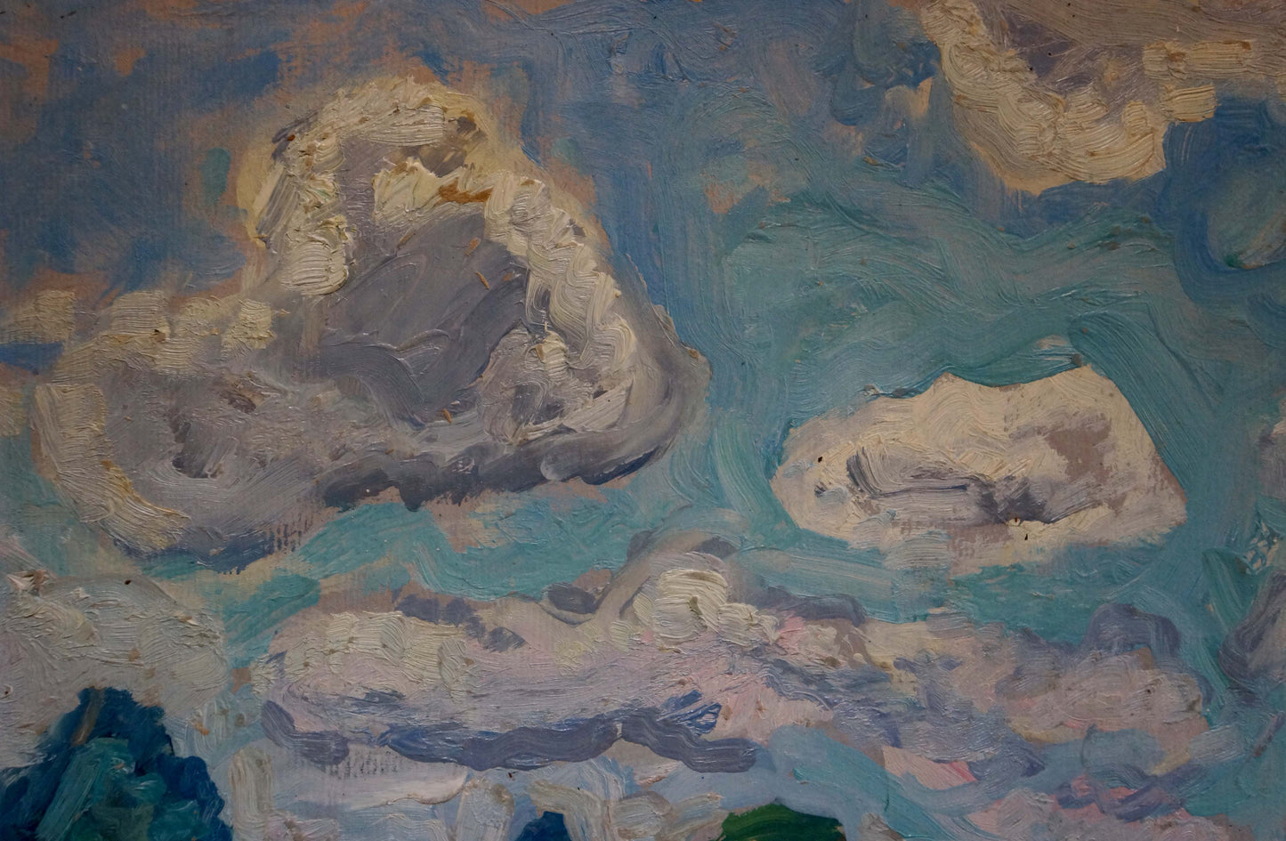 Oil painting Thunderstorm is coming by Gaiduk Viktor Kirillovich with fluffy clouds