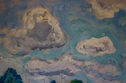 Oil painting Thunderstorm is coming by Gaiduk Viktor Kirillovich with fluffy clouds