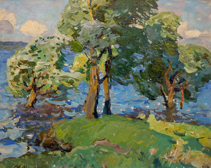 Vibrant impressionist oil painting Windy day by Gaiduk Viktor Kirillovich
