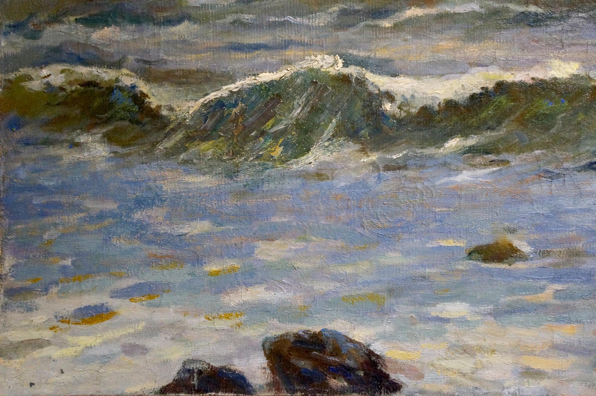 Oil painting seascape by Dobrzhansky Victor Mikhailovich with dynamic wave