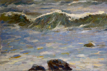 Oil painting seascape by Dobrzhansky Victor Mikhailovich with dynamic wave