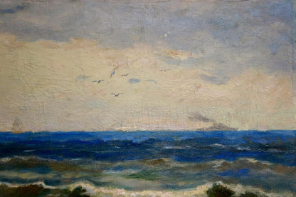 Oil painting seascape by Dobrzhansky Victor Mikhailovich with blue waves