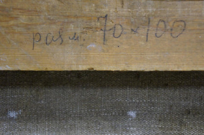 Handwritten label on back of Dobrzhansky Victor Mikhailovich seascape oil painting
