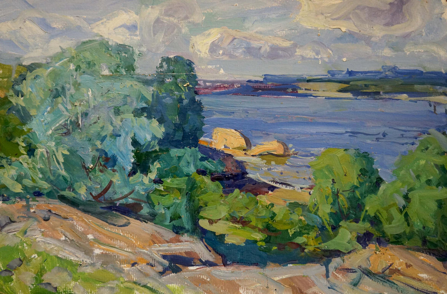 Vibrant impressionist oil painting of Dnieper by Kolosovsky Georgy Sergeevich
