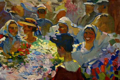 Vibrant impressionist oil painting On the Market by Turansky Alexander Alekseevich