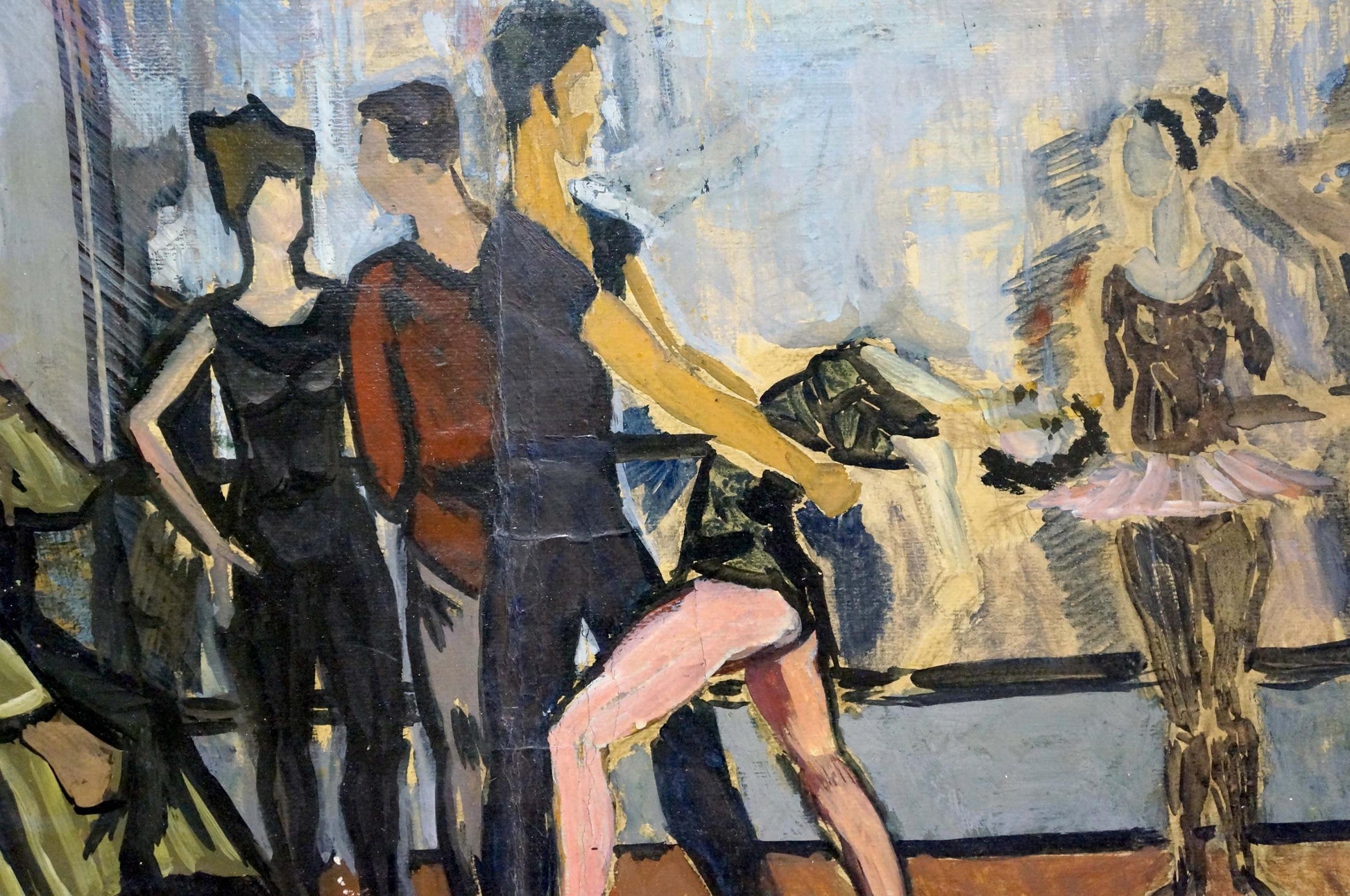 Vibrant impressionistic oil painting of ballet dancers in studio, Dance