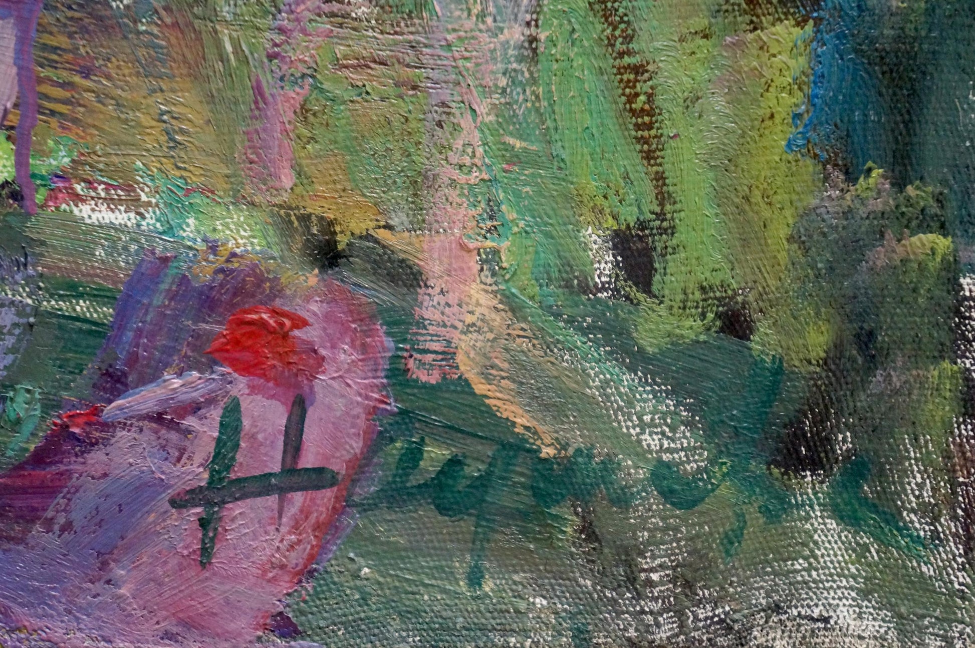 Vibrant oil painting of tree blossoms by Naumova Tamara Sergeevna