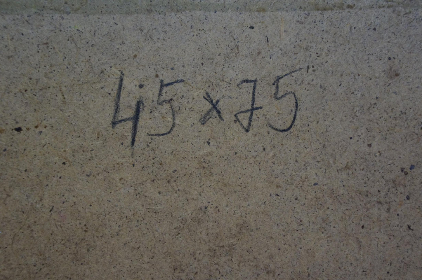 Black handwritten markings on speckled gray concrete in Oil painting Dance